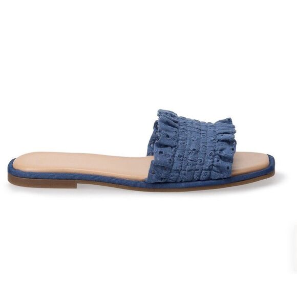 NWT DRAPER JAMES RSVP Valentina Women's Slide Sandals Size 6 Blue Chambray New! - Picture 2 of 8
